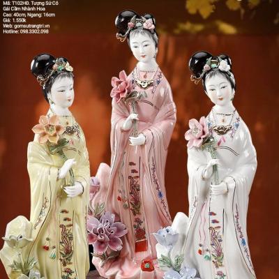 TƯỢNG SỨ CÔ GÁI CẦM NHÁNH HOA